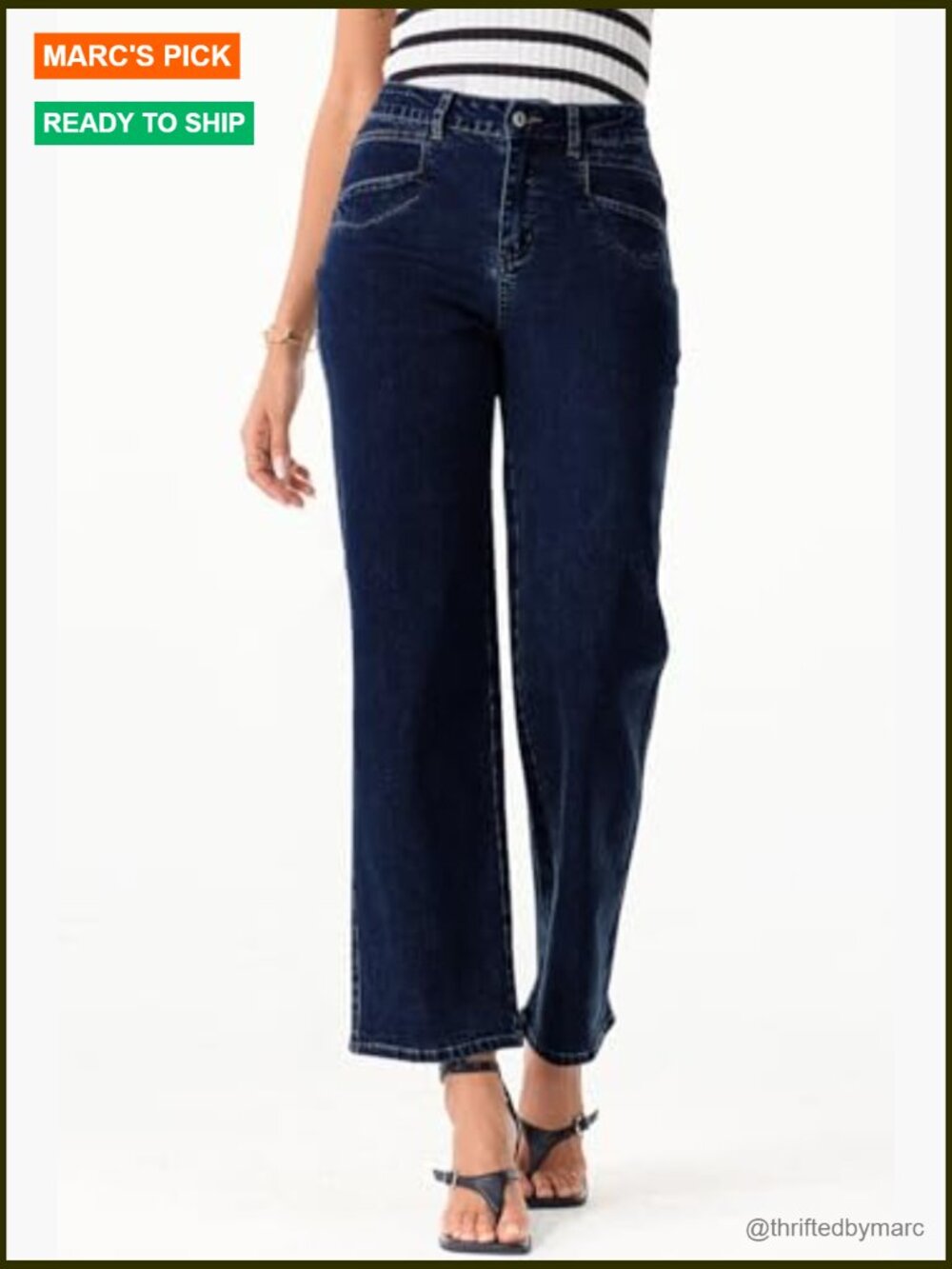 High Waisted Straight Leg Jeans Ankle Denim Stretchy with Pockets - Picture 3 of 7